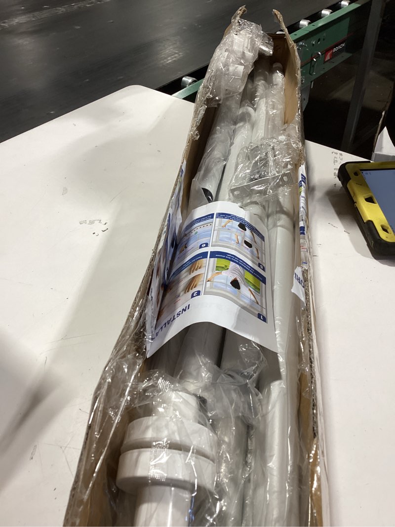 Condition photo showing Good Condition for 2 pack white long tension curtain rod 41-146 inch outdoor tension shower curtain rod no drilling for window patio no slip spliced telescopic design easy to install never rust diameter 1.26 inch 41" to 146"-2pack white
