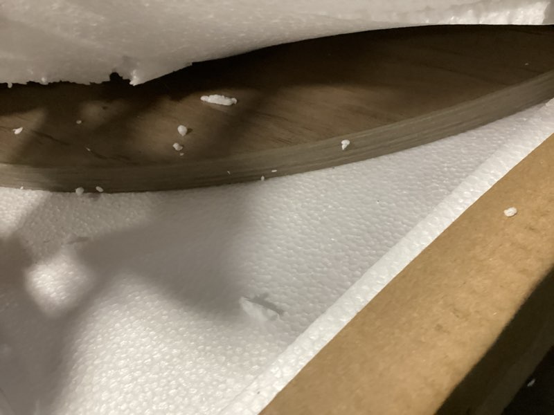 Condition photo showing Good Condition for Round Coffee Table, 2-Tier Circle Coffee Table with Storage, Modern Wood Round Center Table, for Living Room, Small Space, Home Office, Easy Assembly, Wash Gray