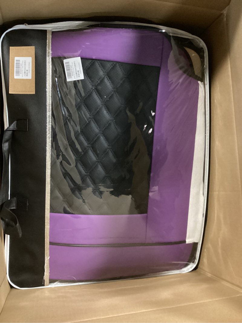 Condition photo showing Good Condition for Car Seat Covers Full Set Purple Black, Luxury Faux Leather Waterproof Non-Slip Seat Protector Universal Fit for Most Cars SUVs Trucks Pick-ups,Car Interior Accessories for Front Seats and Back Purple-Full Set