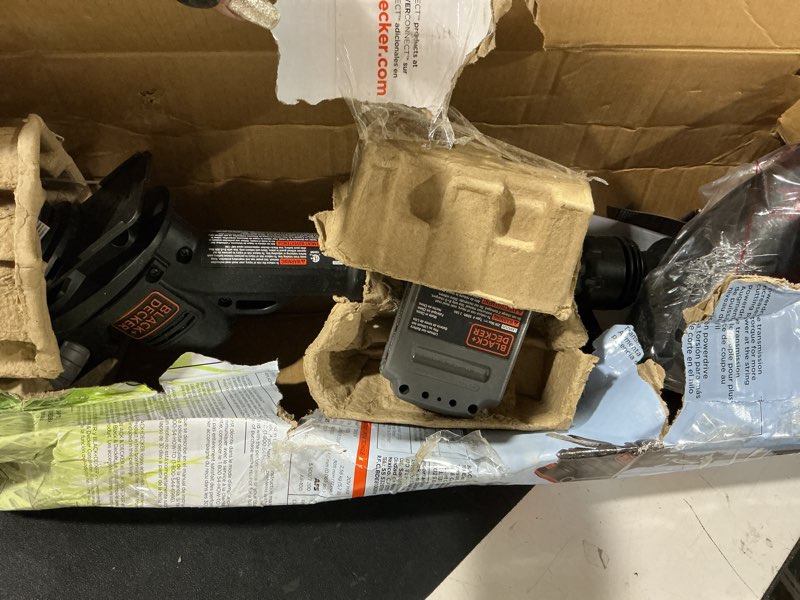Condition photo showing Good Condition for black+decker 20v max 12 inch weed eater cordless string trimmer and wheeled edger lawn tool with spool, 2.5ah battery and charger included, lightweight, 2 speed powerdrive (lst522) 20v string trimmer kit