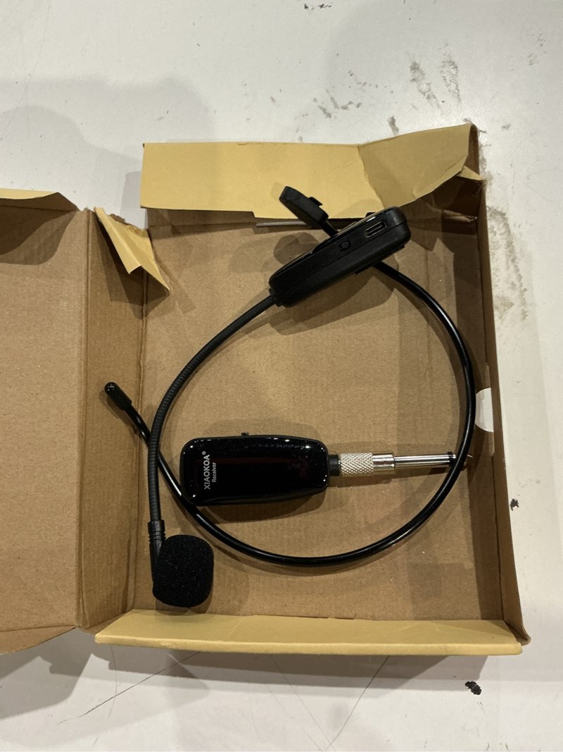 Condition photo showing As Is for uhf wireless headset microphone: cordless head mic system, usb-c charging microphones, 164ft range - for voice amplifier speaker teaching tour guides fitness instructor black1
