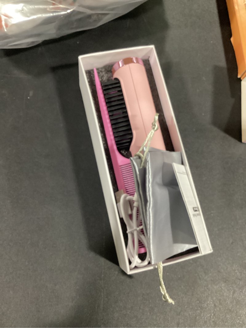 Condition photo showing As Is for Cordless Hair Straightener Brush, Portable 500 Million Ions Smooth Straightening Brush, Rechargeable