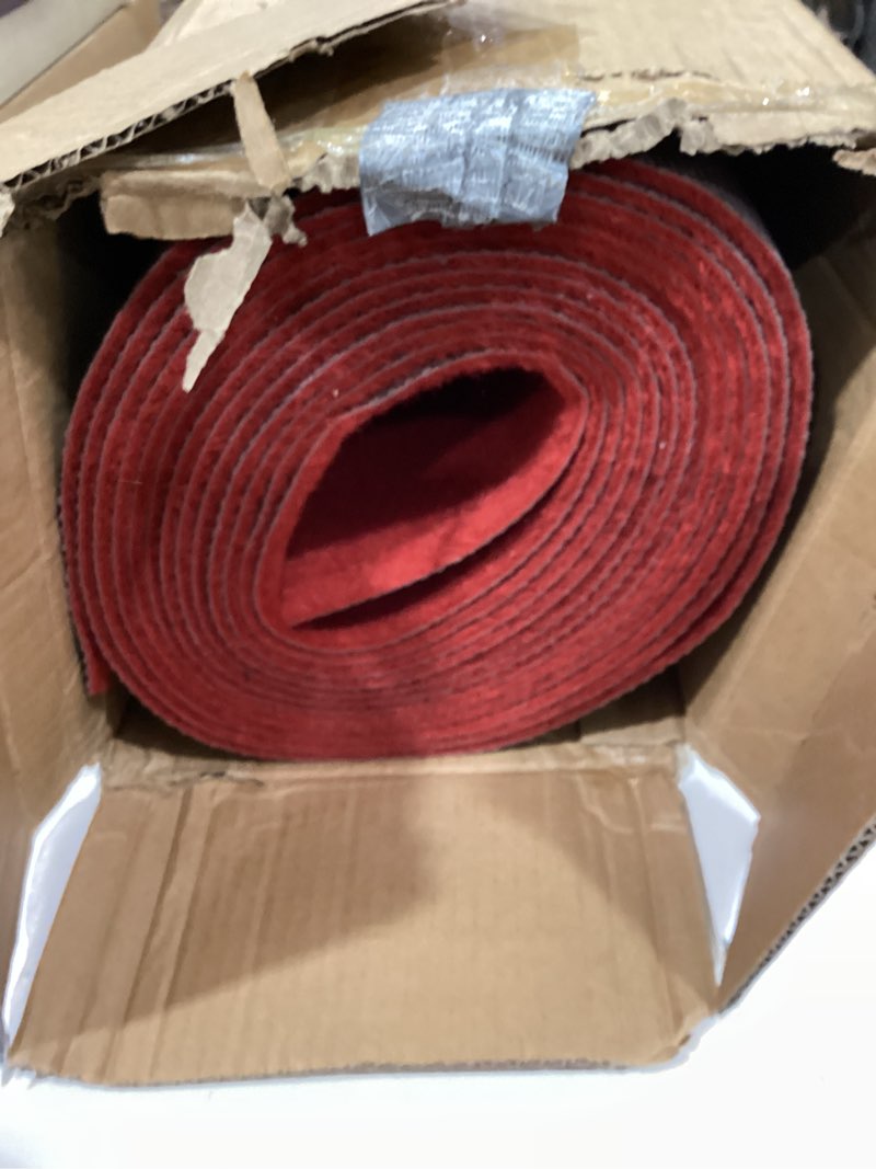 Condition photo showing New/Like New for HOMBYS 450 GSM Extra Thick 3x20 ft Red Carpet Runner for Partys & Events, Heavy-Duty Felt Aisle Runway Rug for Steps, Prom Proposal & Wedding Ceremony Decorations, Hollywood Oscars for VIP Awards 3' x 20' (Rectangular) Red