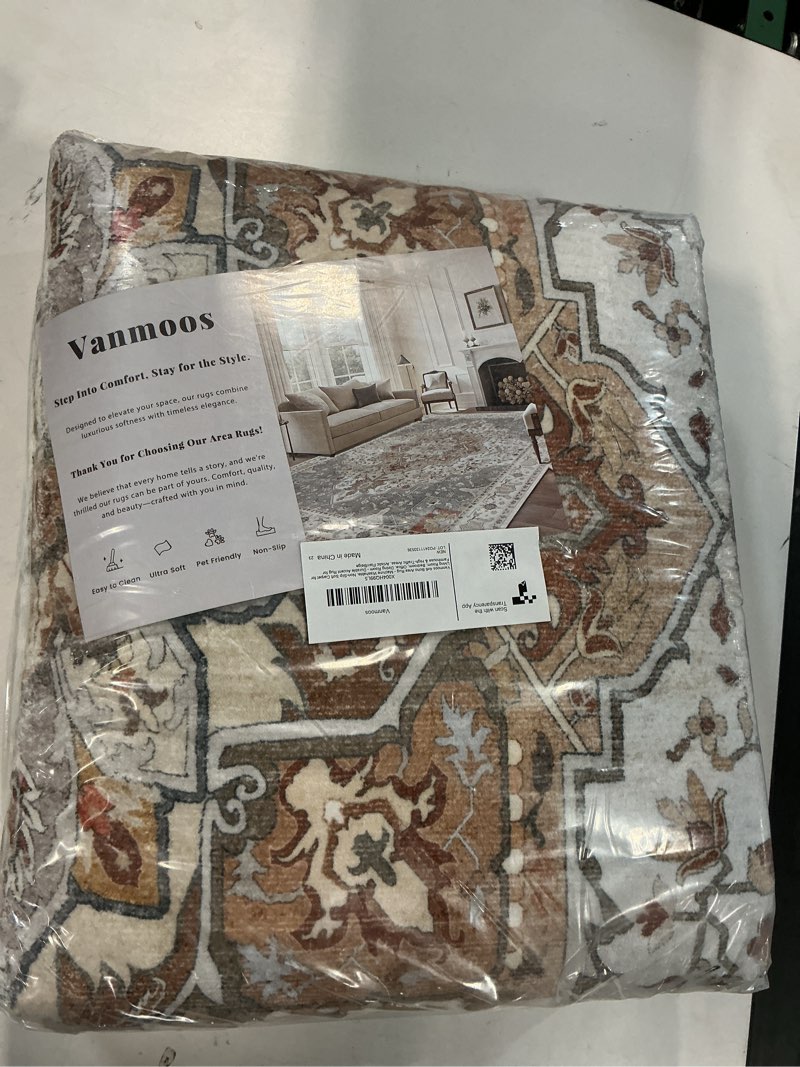 Condition photo showing New/Like New for Vanmoos 4x6 Area Rug - Machine Washable, Non-Slip Soft Carpet for Living Room, Bedroom, Office, Dining Room - Durable Accent Rug for Farmhouse & High-Traffic Areas, Artistic Flair/Beige 4' x 6' Artistic Flair / Beige