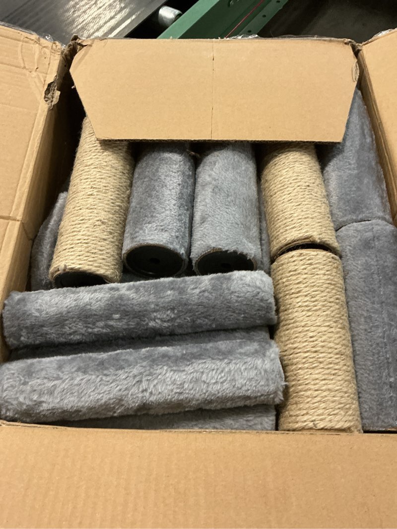 Condition photo showing As Is for huitree 45in cat tree tower with big condo for indoor cats,cat tower with scratching post,scratching board and cat toys,multi-level,small space,transformer cat tree (grey+)