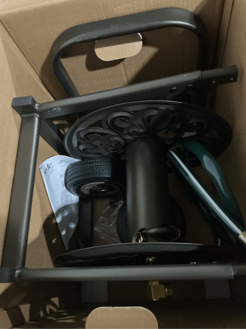 Condition photo showing As Is for style selections steel 200-ft cart hose reel