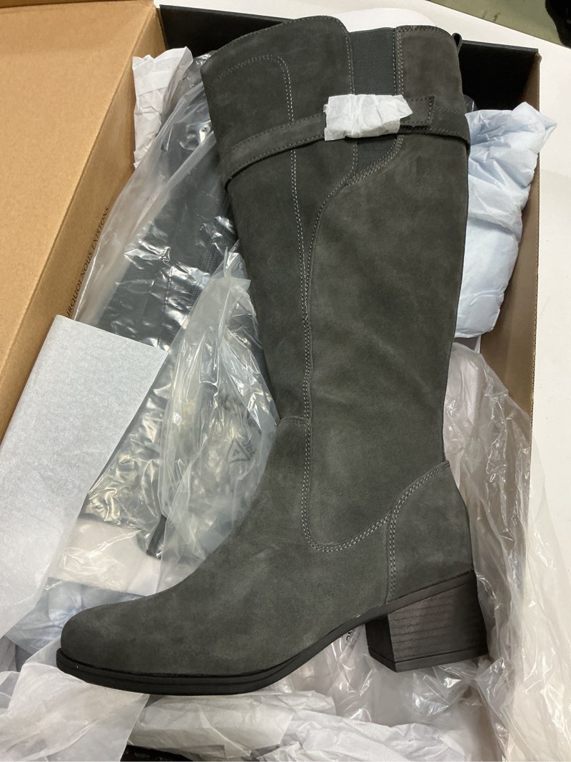 Condition photo showing New/Like New for Naturalizer womens Kenna Wide Calf 8 Grey Suede