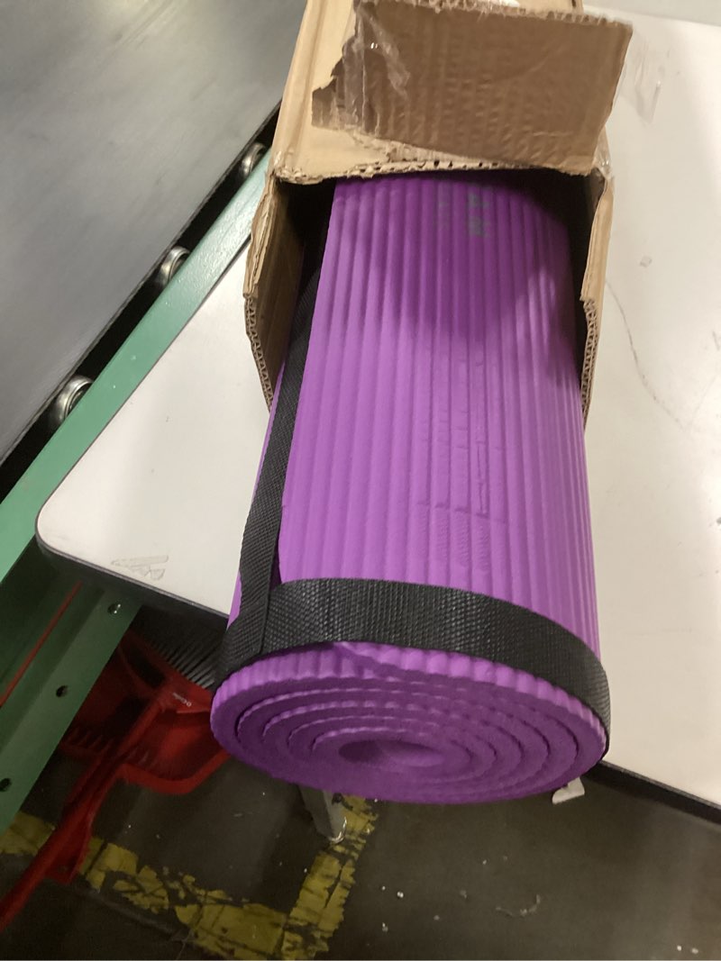 Condition photo showing Good Condition for Gaiam Gaiam Essentials 2/5" Thick (10mm) Yoga & Pilates, Fitness & Exercise Mat with Easy-Cinch Carrier Strap Cusion Support For Fitness and Gym Workouts Purple 2/5" (10MM)