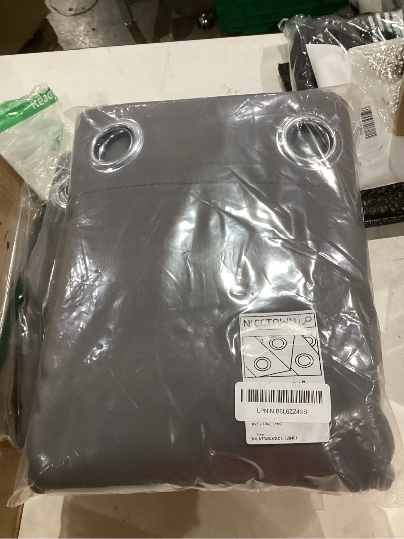 Condition photo showing New/Like New for NICETOWN Gray Blackout Curtains for Bedroom 84 inches Long - Thermal Drapes Grommet Room Darkening Light Blocking Curtains Window Treatments for Living Room (2 Panels, W52 x L84, Grey) Grey 52"W x 84"L (Pack of 2)