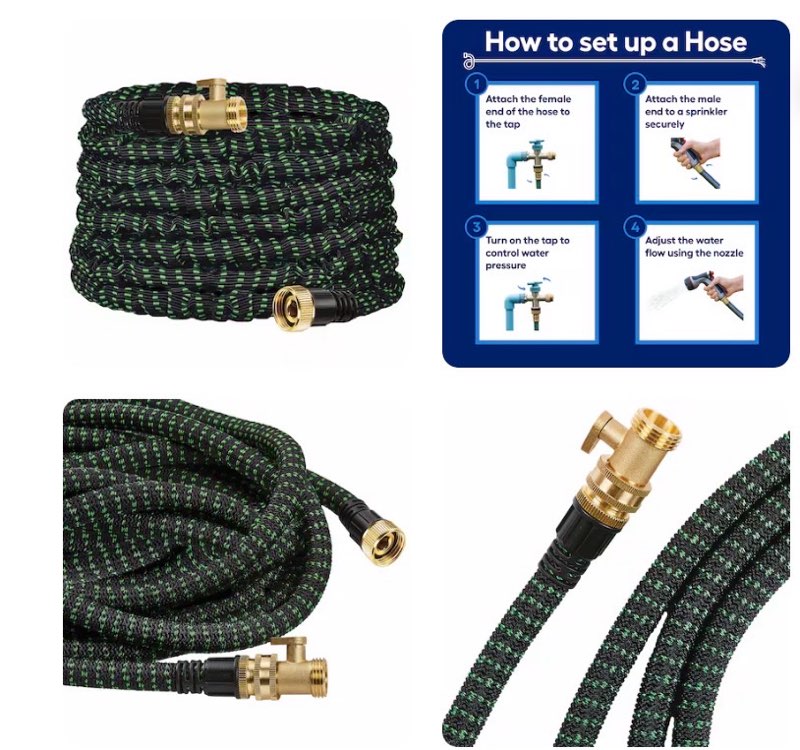 flex-able hose xtreme 1-in x 50-ft kink free woven green hose