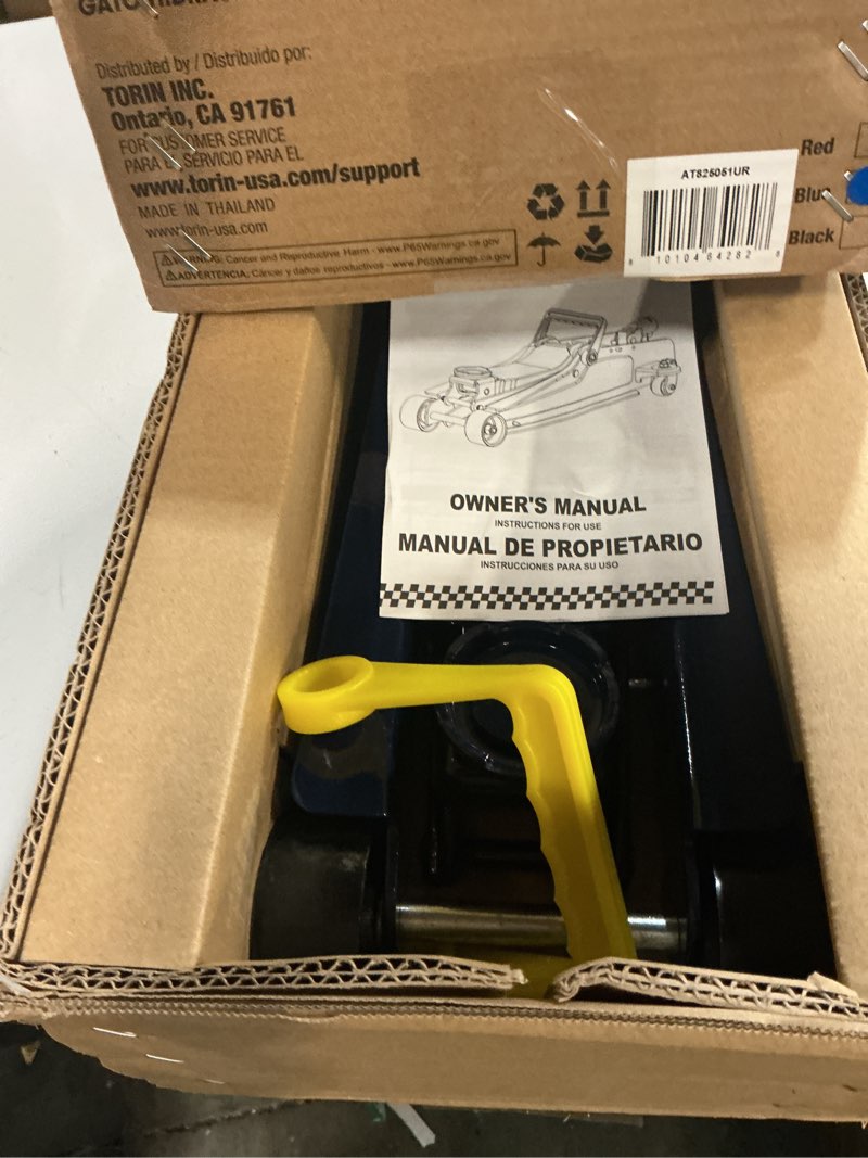 Condition photo showing New/Like New for big red 2.5 ton (5,000 lb) low profile hydraulic trolly jack, blue, at825051ur