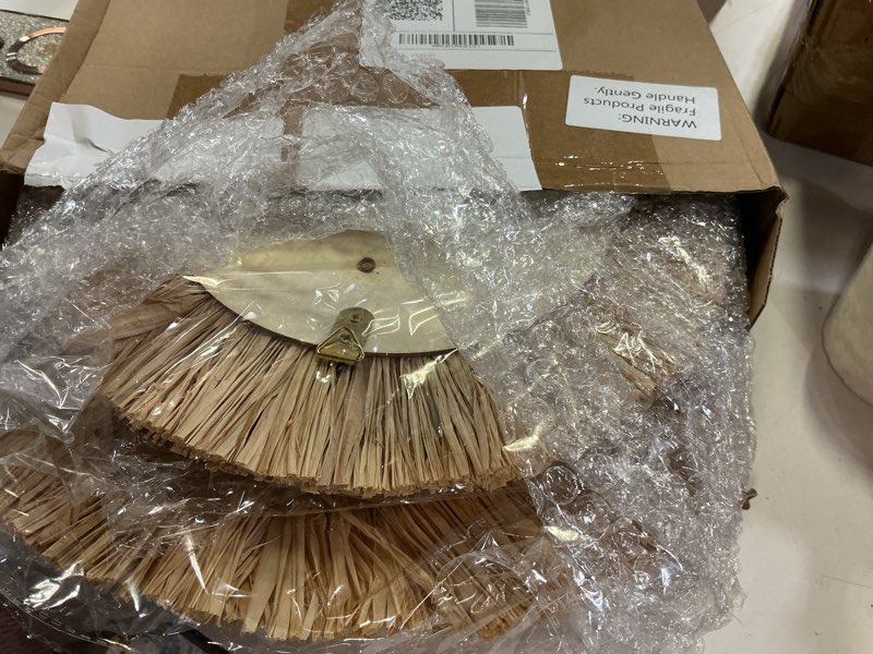 Condition photo showing Good Condition for 3 pcs boho raffia mirror wall hanging decor 15.8 inch 11.8 inch rustic round boho circle mirrors with wood bead farmhouse aesthetic nursery mirrors for bedroom living room bathroom wall decor