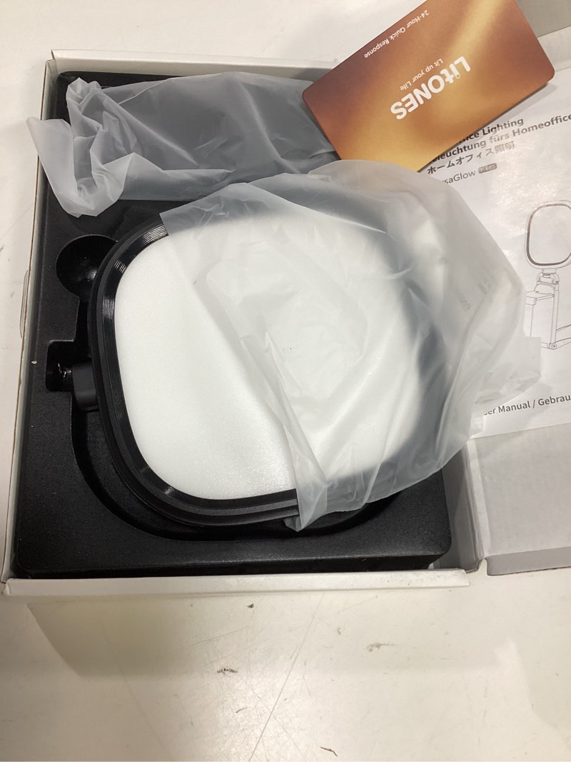 Condition photo showing Good Condition for upgraded ring light for laptop, monitor & desk – eye-caring diffused led computer light with screen-safe clip, adjustable monitor mount, cri 97.8+, 50 lighting modes for zoom, video calls & streaming black 1 pack