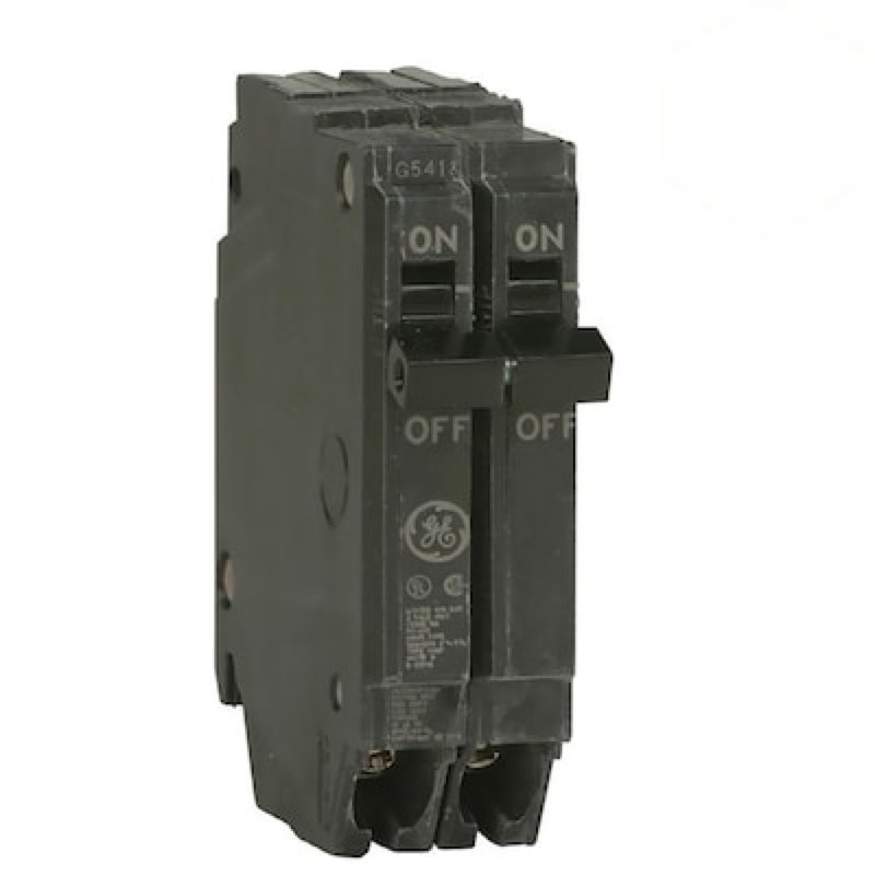 Condition photo showing As Is for ge 20-amp 2 -pole standard trip circuit breaker