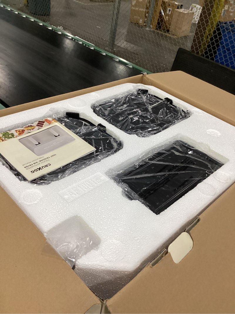 Condition photo showing Good Condition for cruxgg 10qt dual basket tri-zone air fryer gray: 1700w, cool touch handle, includes fry basket & crisping tray
