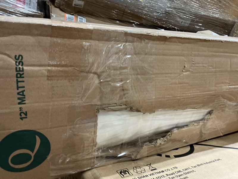Condition photo showing New/Like New for damaged box zinus 12 inch comfort support hybrid mattress [new version], queen, fiberglass free, medium plush, motion isolation, certified safe foams & fabric, mattress in a box white queen 12\" comfort support hybrid (new small box)
