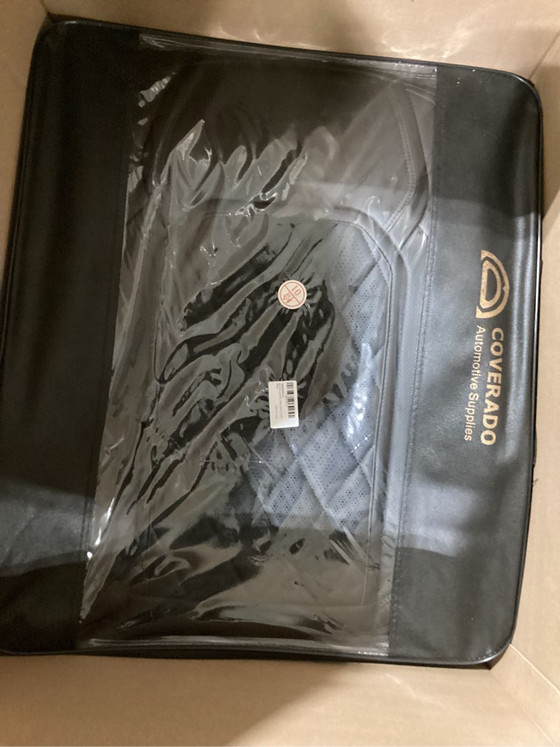 Condition photo showing Good Condition for Coverado Car Seat Covers, Front Seat Cover, 2 Pack Waterproof Seat Covers for Cars, Luxury Faux Leather Car Seat Cushions, Car Seats Protectors, Black Car Seat Covers Universal Fit for Most Vehicles A-Black FrontPair