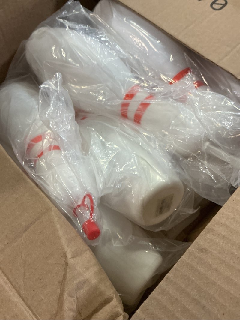 Condition photo showing Good Condition for Fun Express 12 Pieces Bowling Pin Cups with Lids & Straws, Each Holds 18 oz, BPA Free Plastic, Party Supplies, Red & White