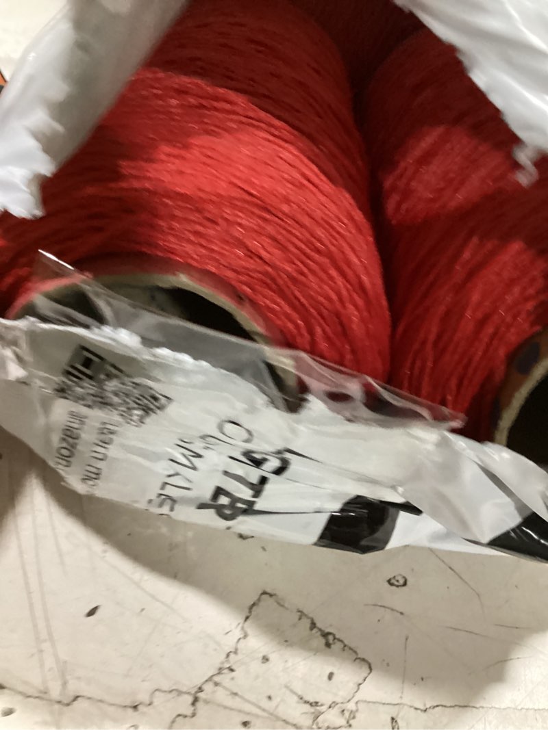 Condition photo showing As Is for and-et duratuft yarn 45 vibrant colors tufting nylon yarn pack - ideal for crochet, craft projects -100% b.c.f. - 3 cones x 1.66lbs -180yards -perfect for rug weaving and knitting (06 red)