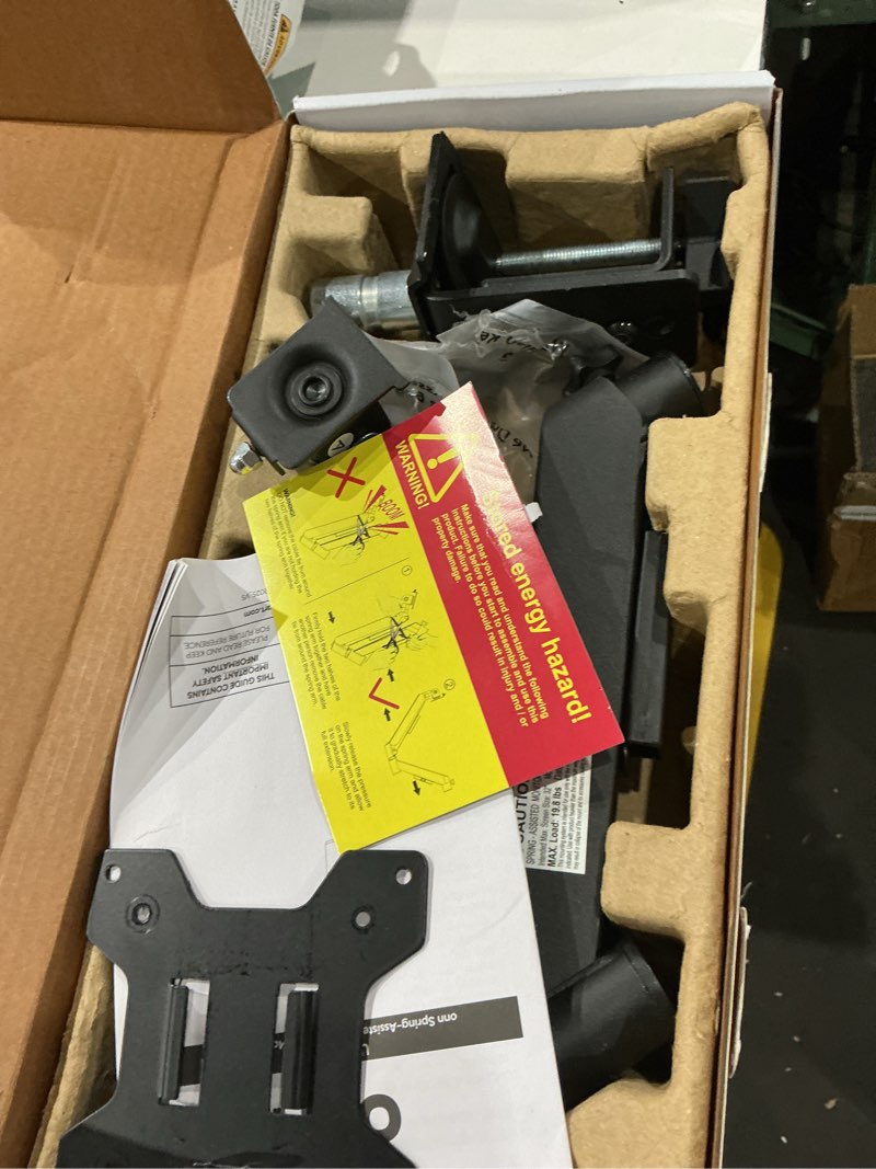 Condition photo showing Good Condition for onn spring assisted desk mount for 13" to 32" monitors/tvs, 3x load tested, holds up to 19.8 lbs.