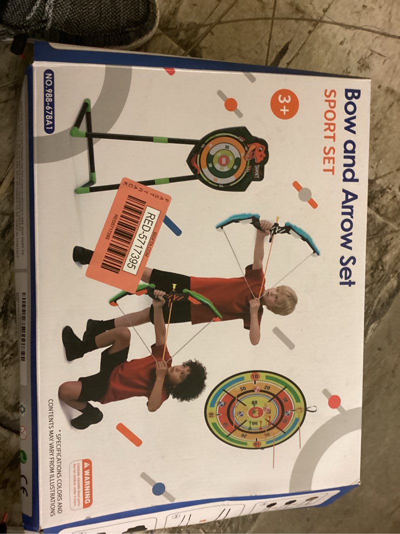 Condition photo showing Good Condition for hyes 2 pack kids bow and arrow with 29" large dart board, led light up archery set with 24 suction cup arrows, indoor outdoor sport toys gifts for 3 4 5 6 7 8 9 10 11 12 year old boys girls dart board-blue+green