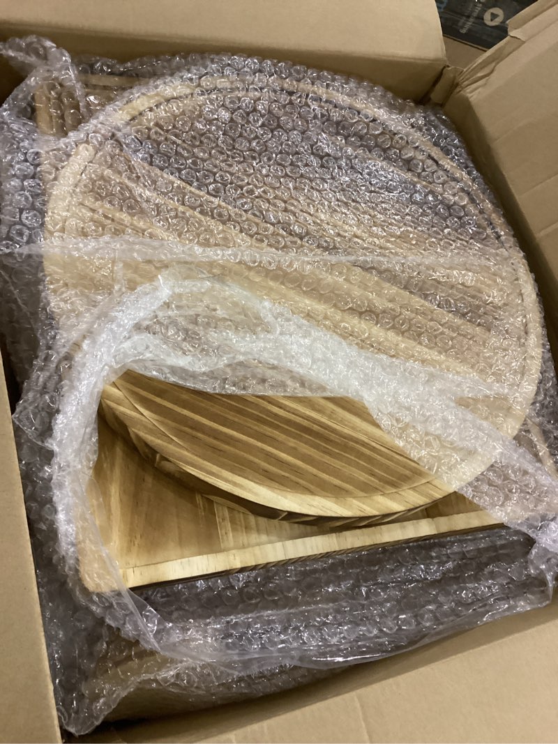 Condition photo showing Good Condition for Roowest Wood Cake Stands Set of 6 Wood Dessert Tower Trays Stand Cupcake Stand Rustic 3 Tier Farmhouse Cupcake Serving Stands with Dessert Trays for Tea Party (Bamboo)