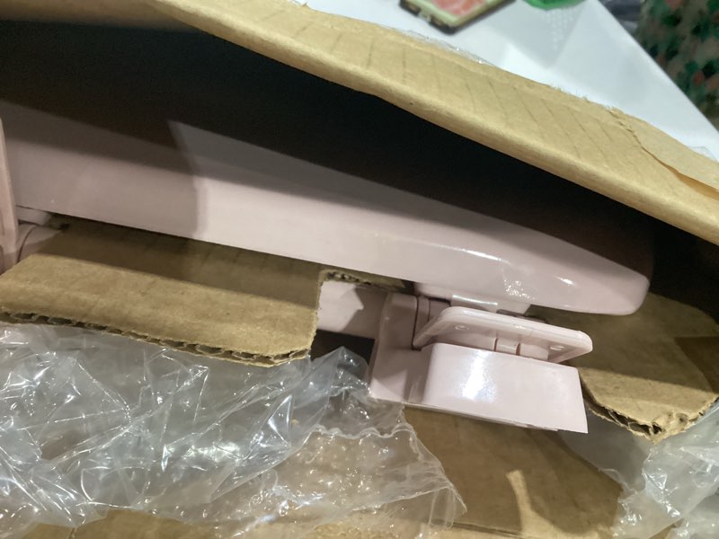Condition photo showing Good Condition for mayfair cameron pink toilet seat, non slip heavy duty wood, easy clean, made in usa, round