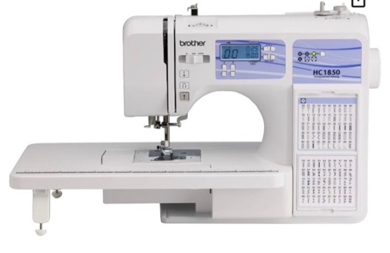 brother hc1850 sewing and quilting machine, 185 built-in stitches, lcd display, 8 included feet