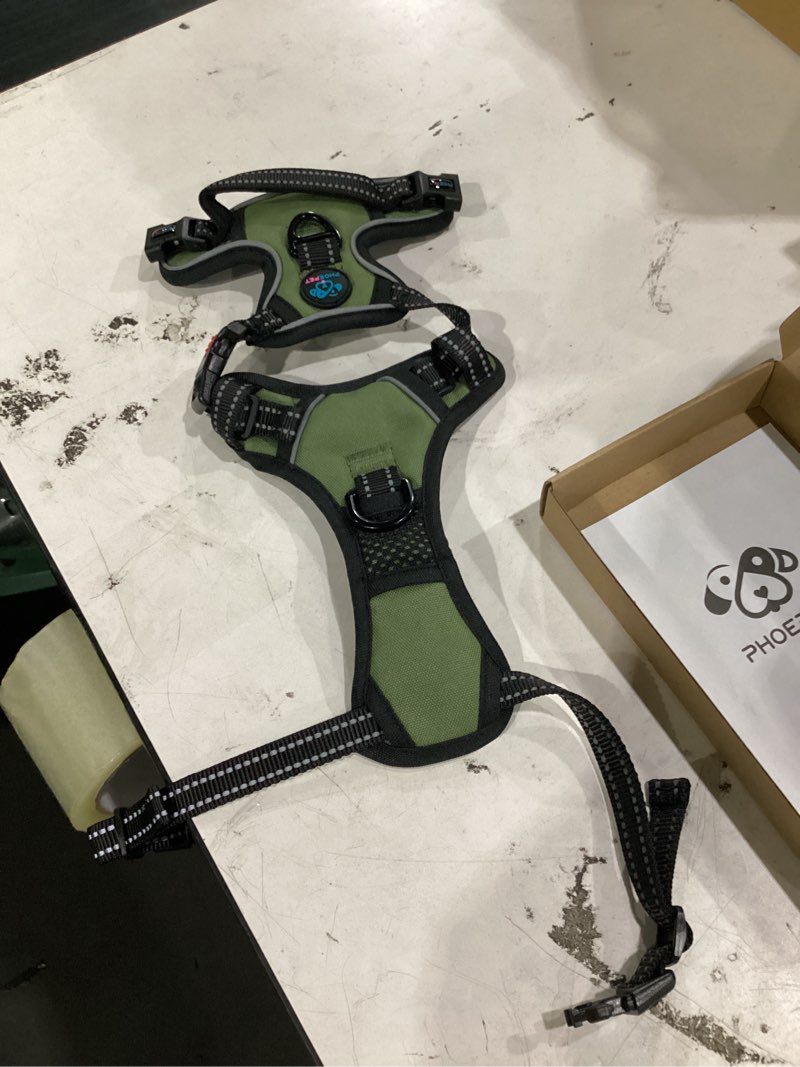 Condition photo showing Good Condition for phoepet no pull dog harness with handle front & back clip, easy on lockable snap buckle at neck, adjustable reflective vest with handle for small medium large dogs (xs, misty green) extra small misty green