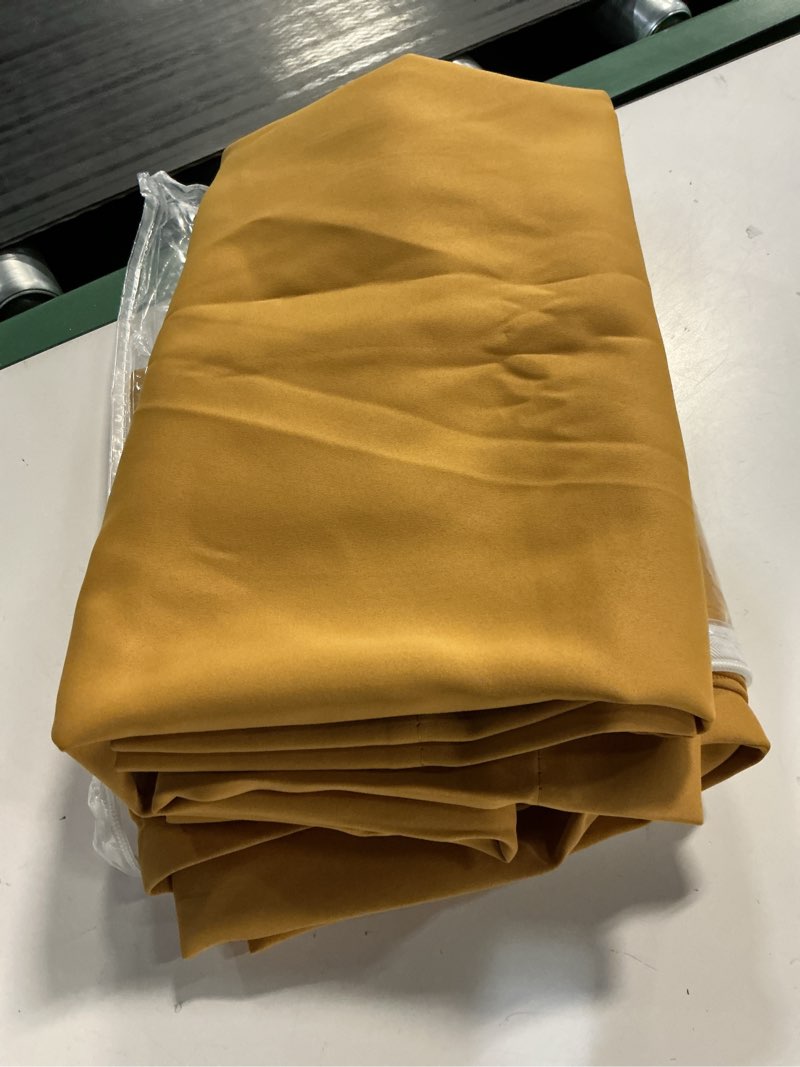 Condition photo showing Good Condition for dualife gold yellow curtains 63 inches long-blackout curtain panels for bedroom room darkening gold solid window drapes for living room thermal insulated grommet top 42wx63l,2 panels gold yellow 42\"w x 63\"l (pack of 2)