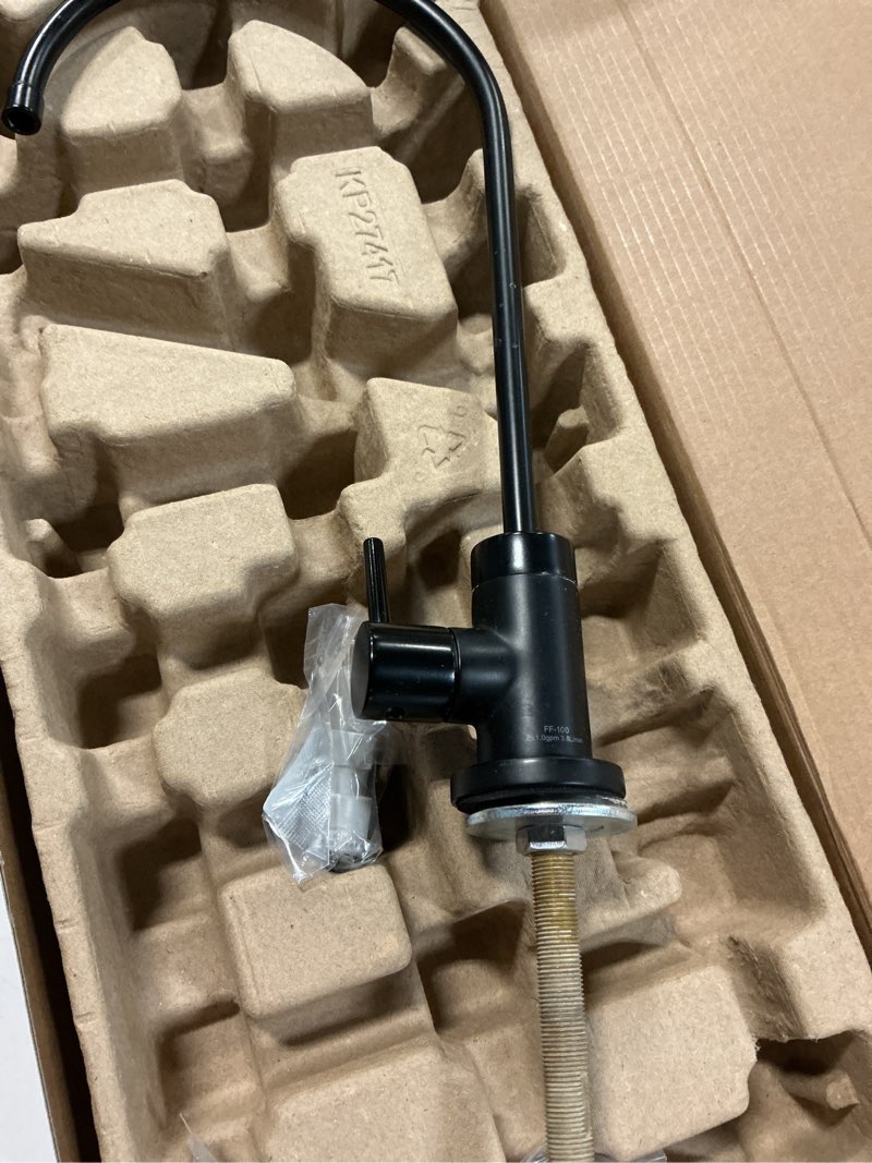 Condition photo showing As Is for kraus oletto single handle drinking water filter faucet for reverse osmosis or water filtration system in matte black, ff-103mb filter faucet matte black