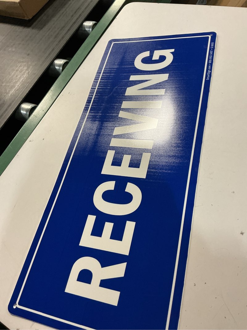 Condition photo showing Good Condition for smartsign "receiving" sign | 10" x 24" plastic