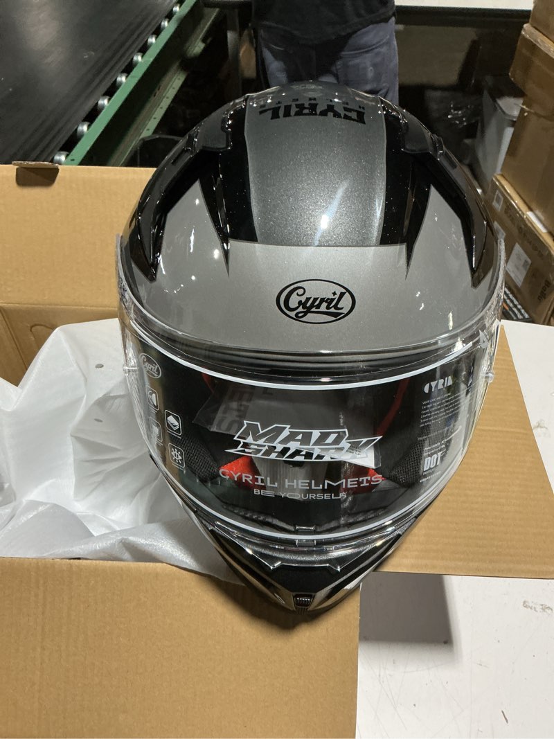Condition photo showing Good Condition for CYRIL Full Face Motorcycle Helmets for Adults Men & Women with Tinted and Clear Visor Meet Dot Approved Bright Gray X-Large