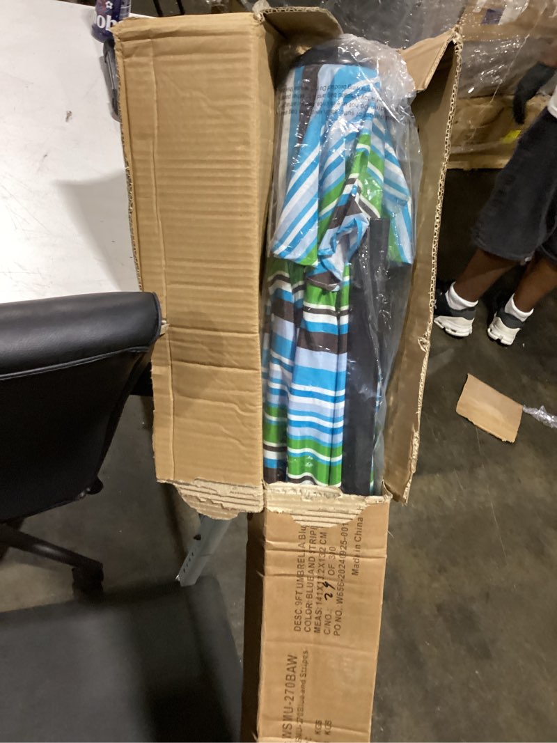 Condition photo showing Good Condition for 9ft umbrella blue stripes