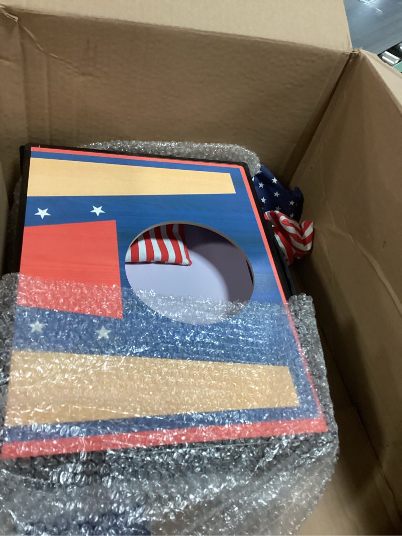 Condition photo showing Good Condition for Portable Cornhole Board Set,24 x 16 in Corn Hole Games, Adjustable Angle & Dual Modes (Child/Adult) for Free Switch,Extra-Thick Material, Cornhole Game Boards with 8 Bean Bags with Storage Bag
