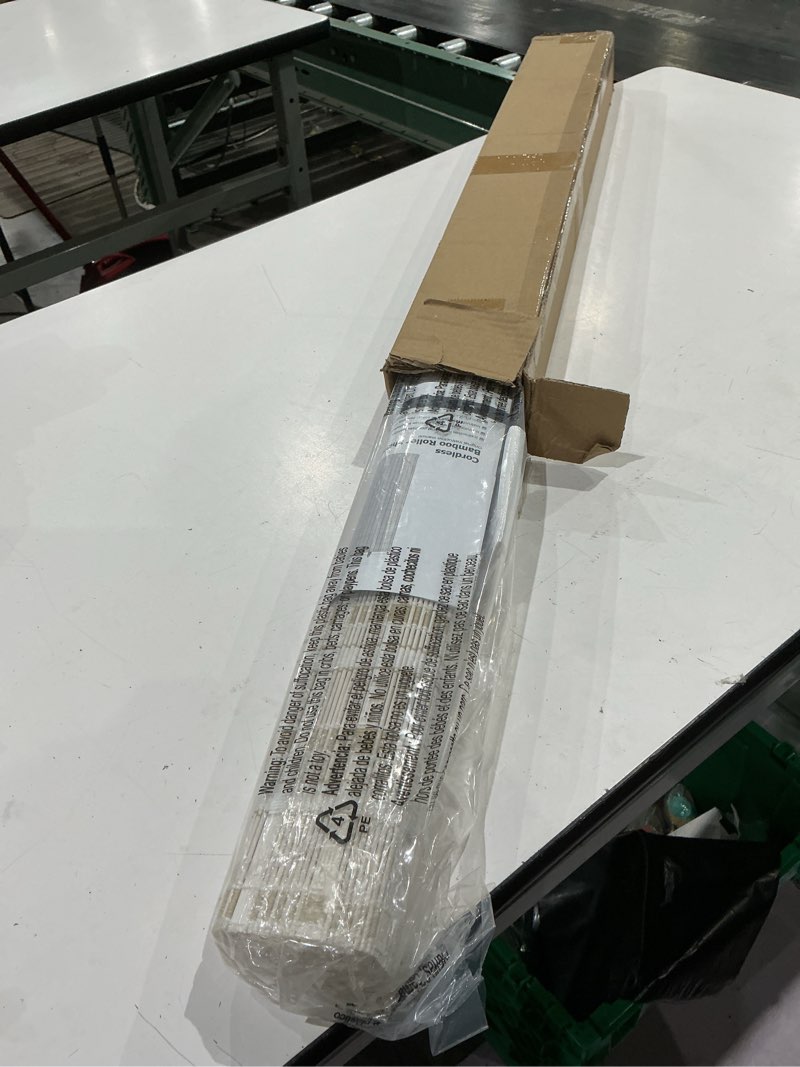 Condition photo showing As Is for lazblinds cordless bamboo blinds, 33"x48", whitewash b | bamboo roll up shades for windows, light filtering hanging window blinds, bamboo shades for patio indoor/outdoor porch whitewash b 33'' w x 48'' h