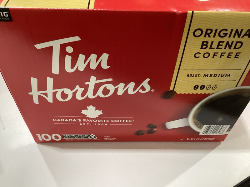 Condition photo showing New/Like New for Tim Hortons Original Blend, Medium Roast Coffee, Single-Serve K-Cup Pods Compatible with Keurig Brewers, 100ct K-Cups, BEST BY 6/13/26
