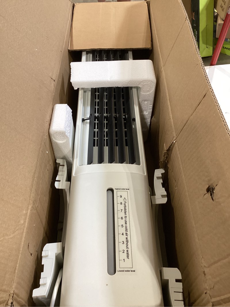 Condition photo showing As Is for evaporative air cooler, 3-in-1 portable air conditioners for room, 4 modes 3 speeds, fast cooling portable ac unit/24h timer, remote oscillating tower fan, quiet swamp cooler for bedroom office white