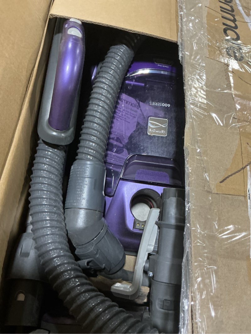Condition photo showing Good Condition for (Similar to) Kenmore 600 Series Pet Friendly Lightweight Bagged Canister Vacuum with Pet PowerMate, Pop-N-Go Brush, 2 Motors, HEPA Filter, Aluminum Telescoping Wand, Retractable Cord and 4 Cleaning Tools, Purple