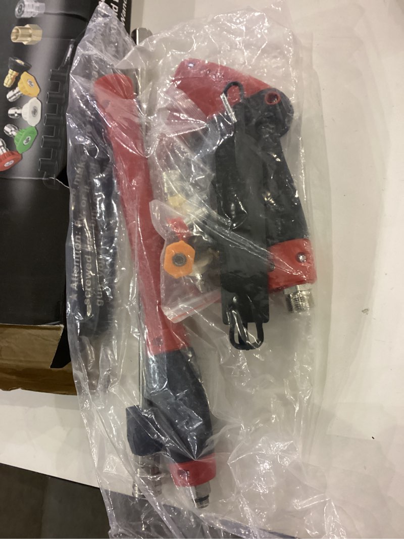 Condition photo showing As Is for Tool Daily Deluxe Pressure Washer Gun, with Replacement Wand Extension, 5 Nozzle Tips, M22 Fitting, 40 Inch, 5000 PSI 40inch