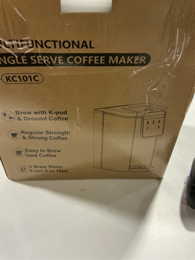 Condition photo showing Good Condition for hot & iced single serve coffee maker for k pod and grounds, 6-14 oz brew sizes, 50oz removable tank, single cup coffee maker with descaling reminder, stainless steel, black