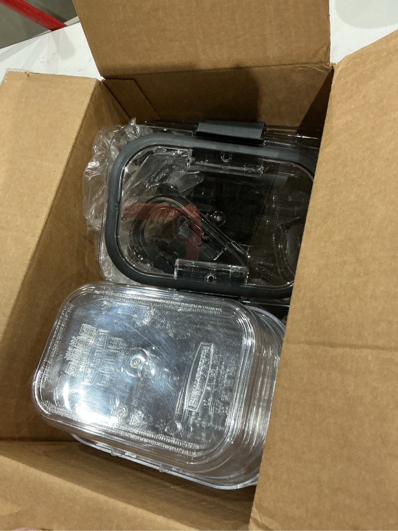 Condition photo showing As Is for rubbermaid brilliance glass food storage containers, assorted sizes, set of 9, bpa-free, leak-proof, clear assorted sizes (18-piece)