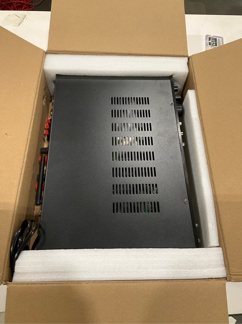 Condition photo showing As Is for Pyle 5 Channel Rack Mount Bluetooth Receiver, Home Theater Amp, Speaker Amplifier, Bluetooth Wireless Streaming, MP3/USB/SD/AUX/FM Radio, 200 Watt, with Digital ID3 LCD Display - PDA7BU, Black