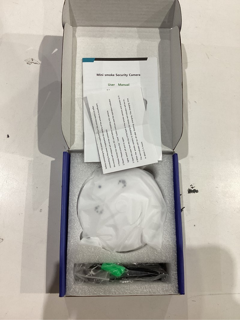 Condition photo showing As Is for home smart 1080p mini smoke camera wifi baby monitor security video nanny camera night vision motion detection with app live feed