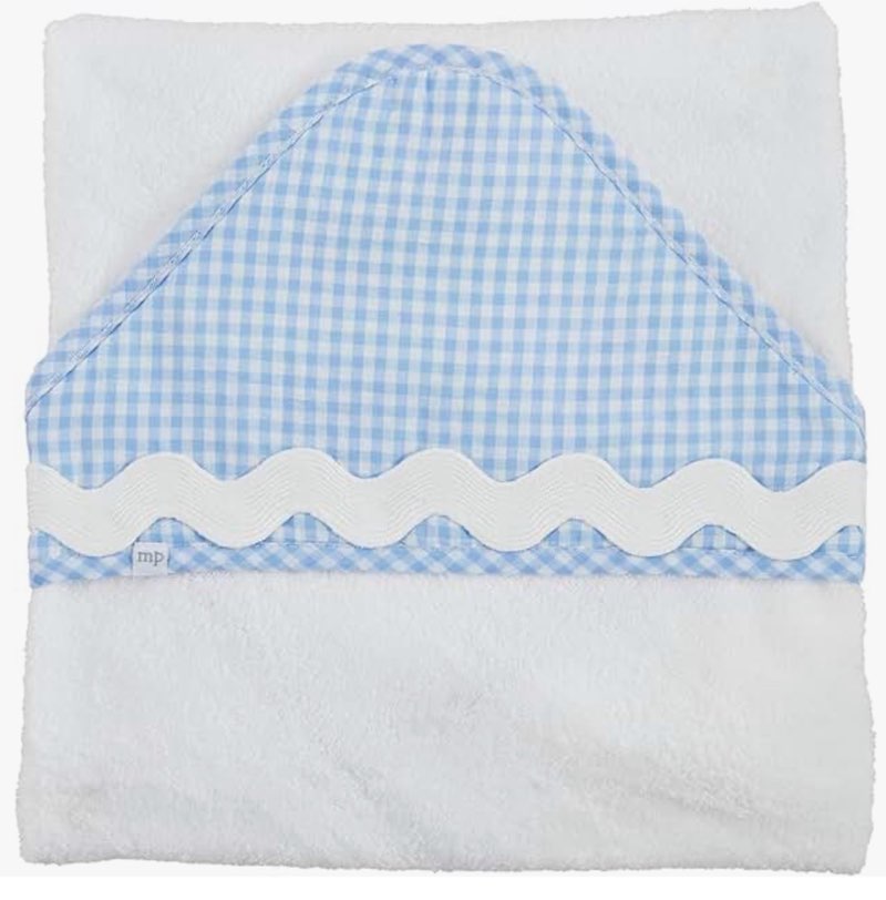 mud pie children's blue gingham hooded towel