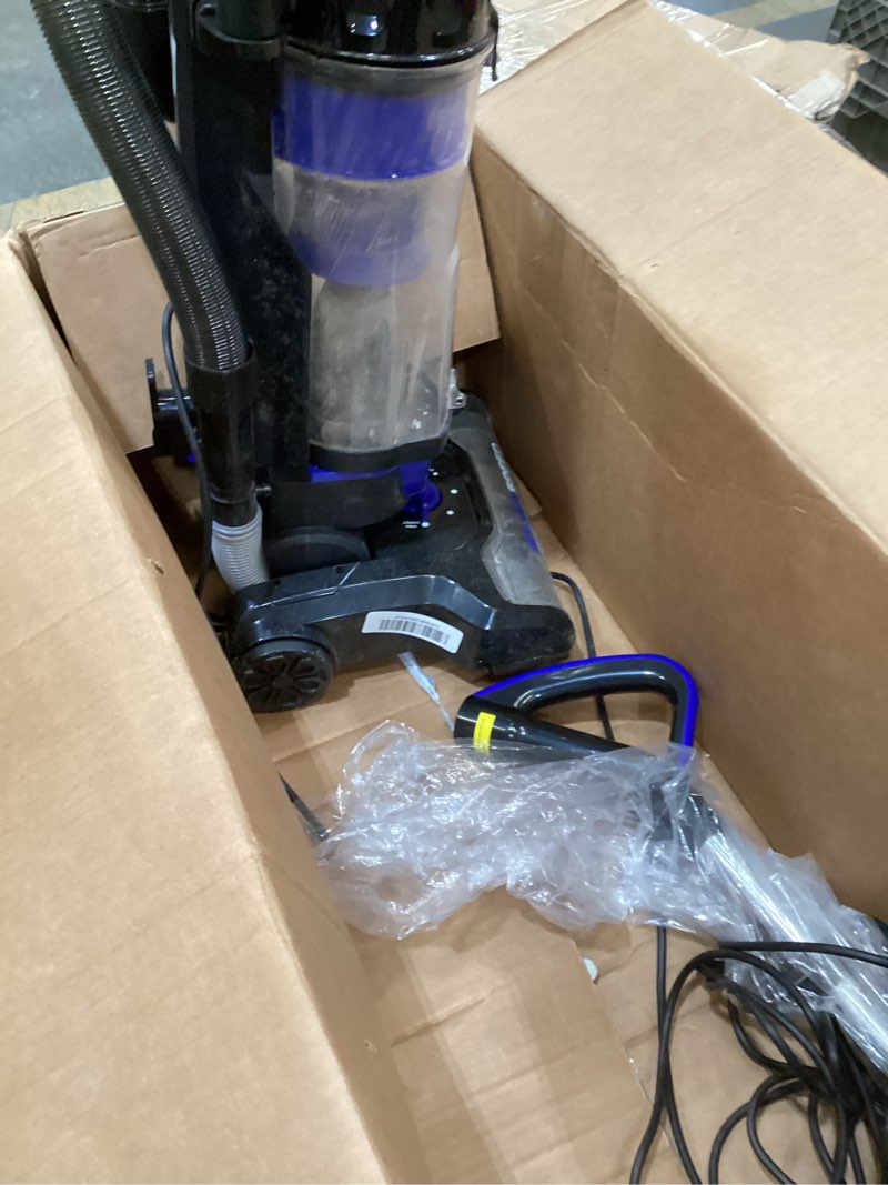 Condition photo showing As Is for eureka lightweight powerful upright vacuum cleaner for carpet and hard floor, powerspeed, new model,blue,black/new model