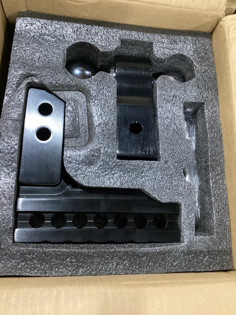 Condition photo showing New/Like New for kohree 6" adjustable trailer hitch with anti rattle hitch clamp fit 2 inch receiver, dual ball 2" and 2-5/16"(12,500 lbs gtw), drop/rise heavy duty aluminum tow hitch with 2 locking hitch pin 6" drop hitch black