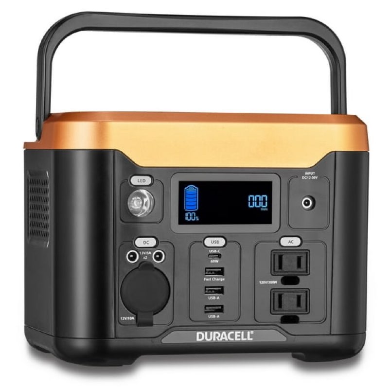 duracell portable power station 300 lithium battery backup portable power pack for power outages, emergency kits, home electronics, and outdoor use (120v/300w)