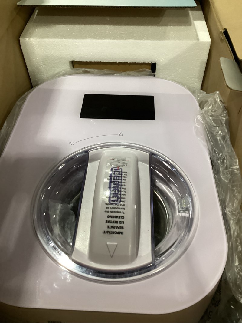 Condition photo showing Good Condition for not tested iceman by chefman trio ice cream maker | no pre-freezing with built-in compressor | for ice cream, froyo, sorbet, sherbet, italian ice, frozen yogurt & more | (2) 20oz containers & lids lavender