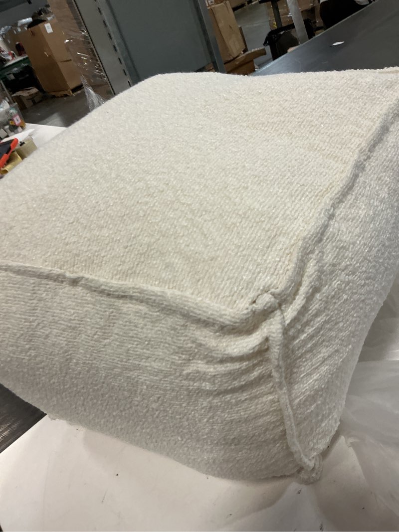 Condition photo showing Good Condition for zicoto beautiful boucle pouf ottoman and foot rest - elevate your living room decor with lightweight comfort and charm - a round modern foam filled foot stool perfect to rest your feet